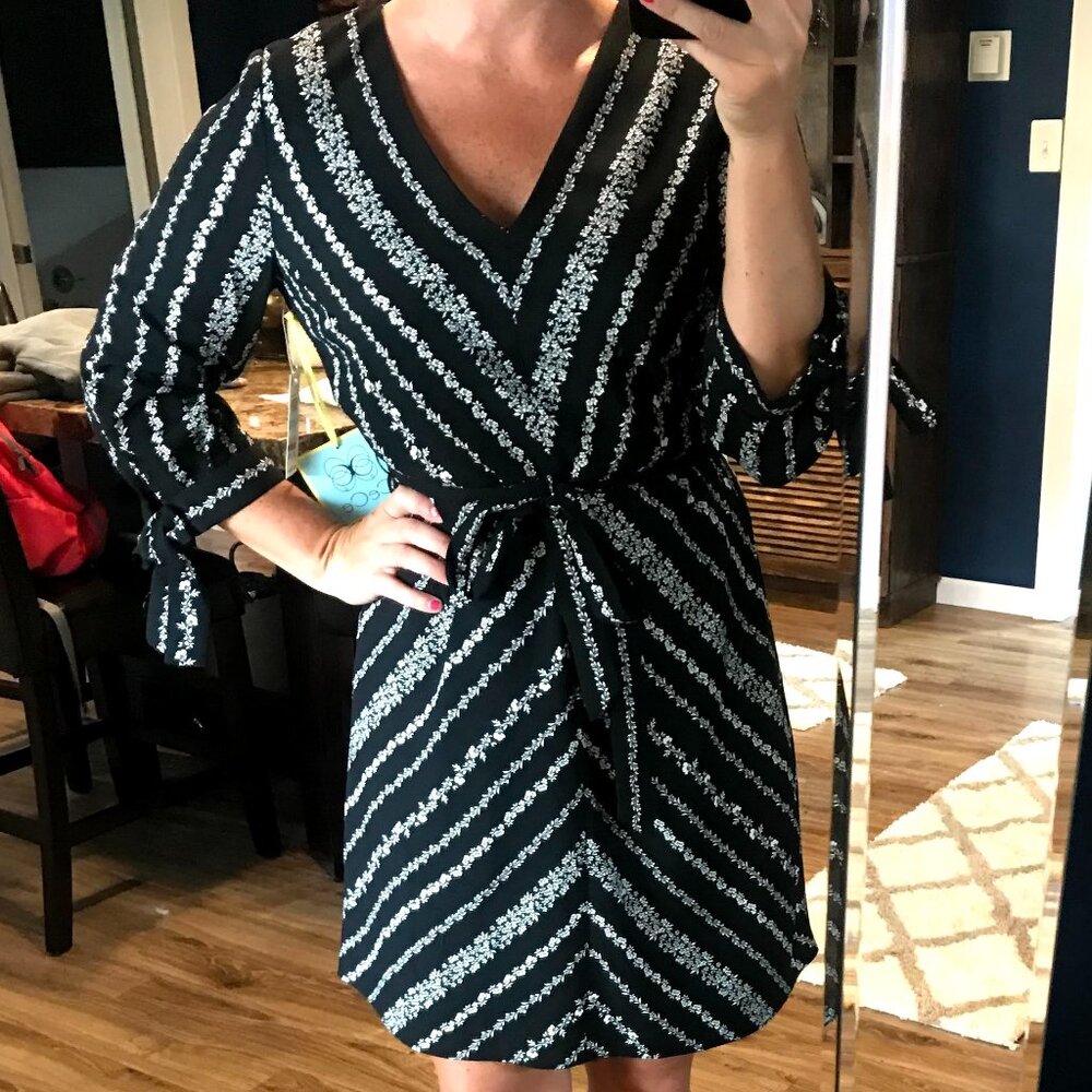 Cece Black and White Floral Print Dress, Size 8, WORN ONCE!!!
